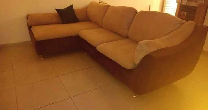 Sofá de canto reformado pela Tapeçaria Filadélfia